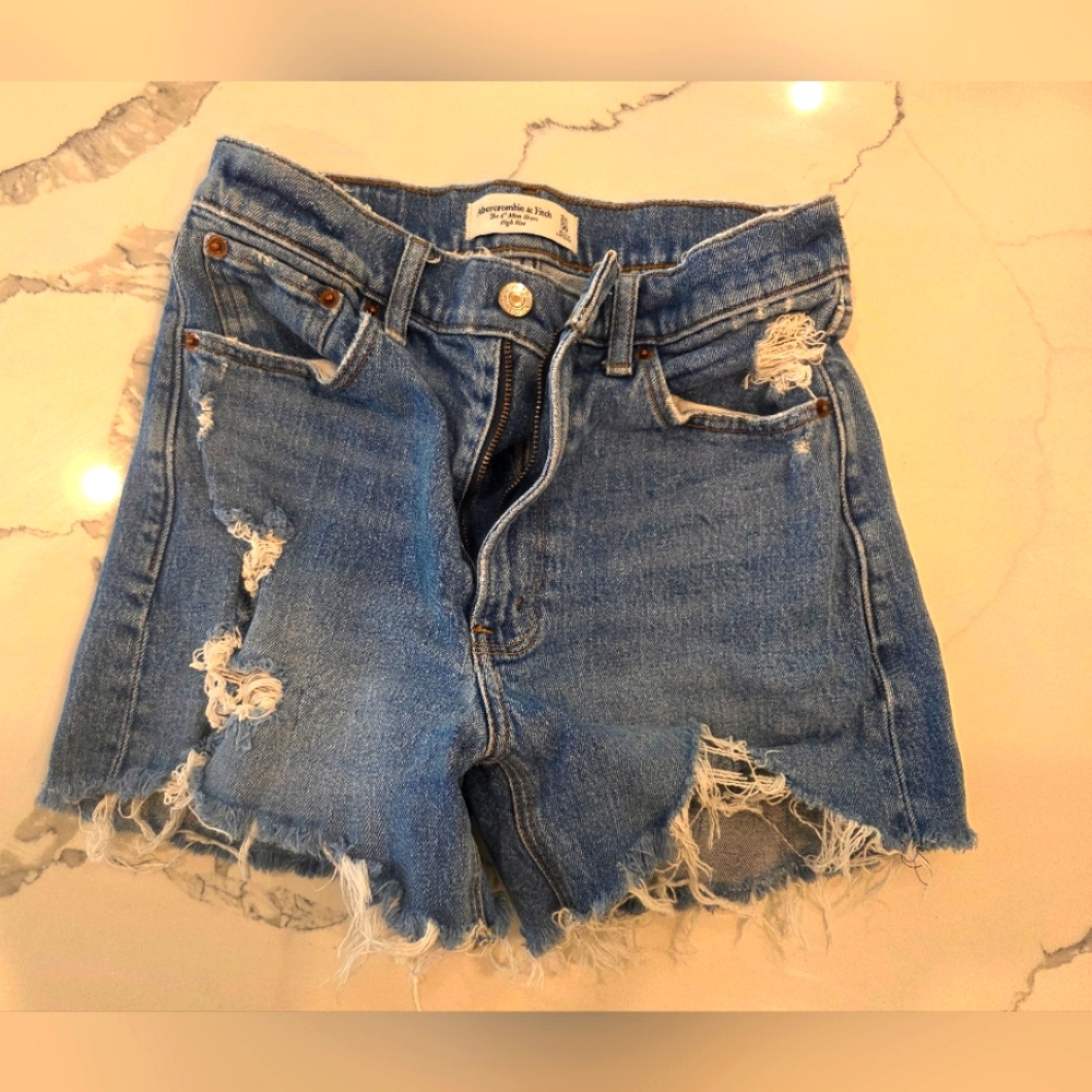 Abercrombie & Fitch Ripped Blue Jean Shorts